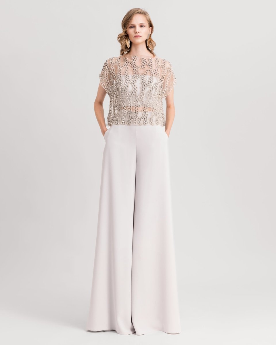 Embroidered Top Paired With Wide Pants - Gemy Maalouf
