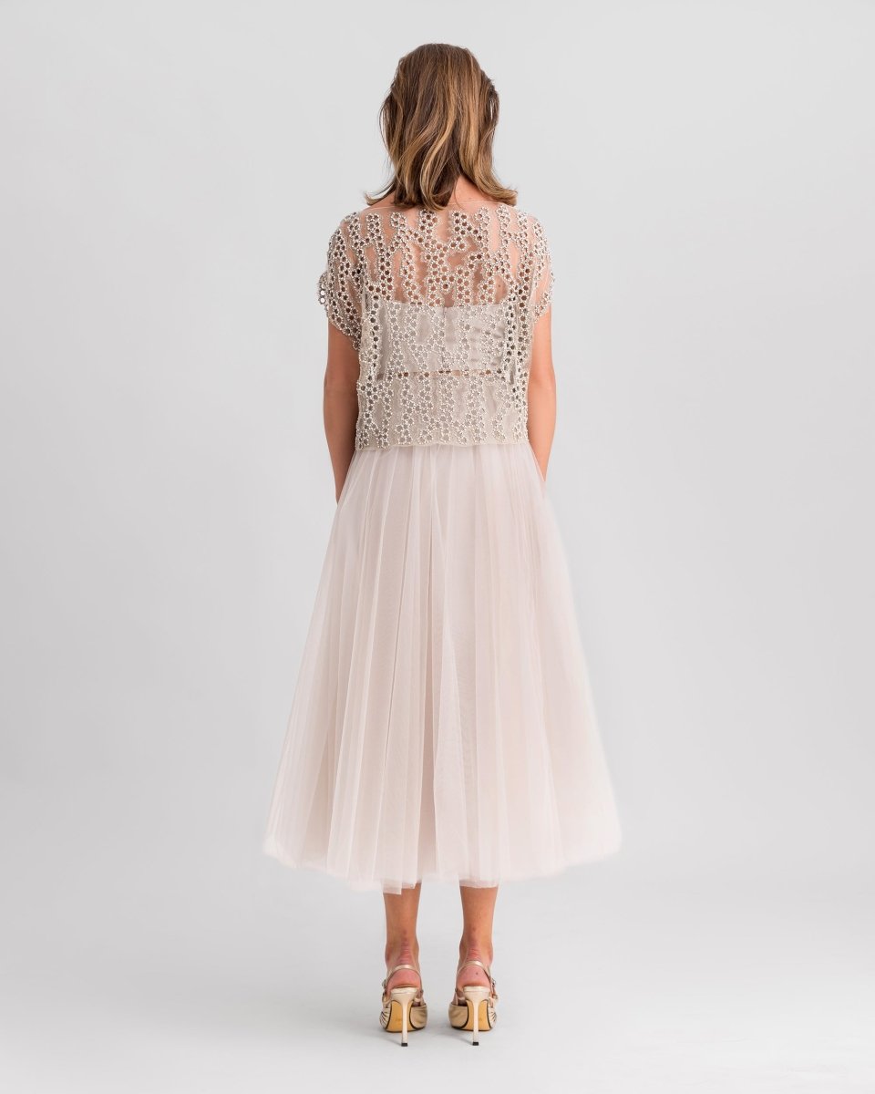 Top Paired With Tulle Midi Skirt - Gemy Maalouf