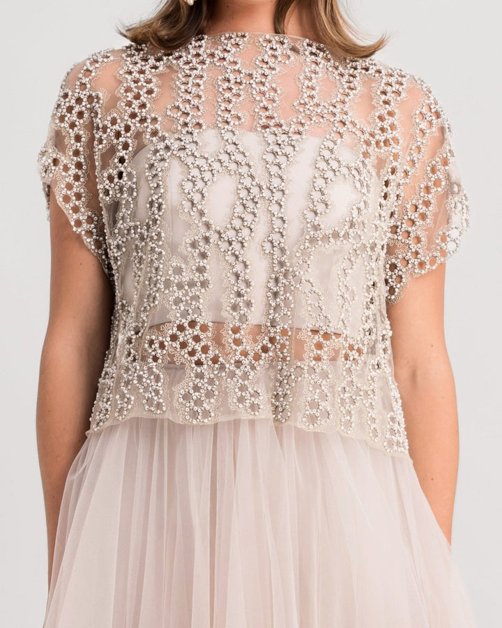 Top Paired With Tulle Midi Skirt - Gemy Maalouf