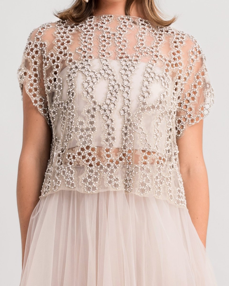 Top Paired With Tulle Midi Skirt - Gemy Maalouf
