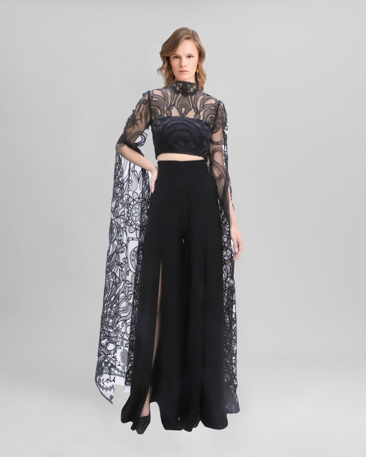 Long Sleeves Top With Flared Pants - Gemy Maalouf