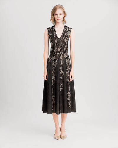 Black Patterned Midi Dress