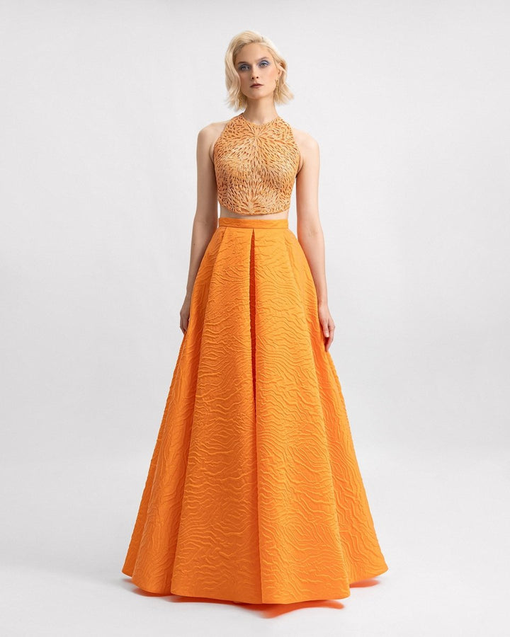 Halter - Neckline Top with Draped Skirt - Gemy Maalouf