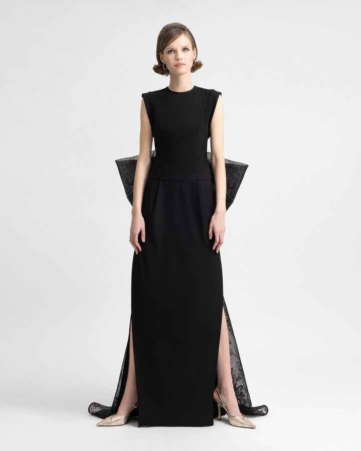 Bow Top with Slit Skirt - Gemy Maalouf