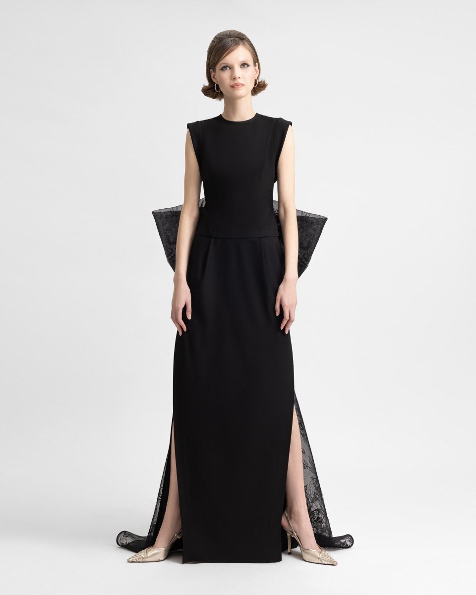 Bow Top with Slit Skirt - Gemy Maalouf