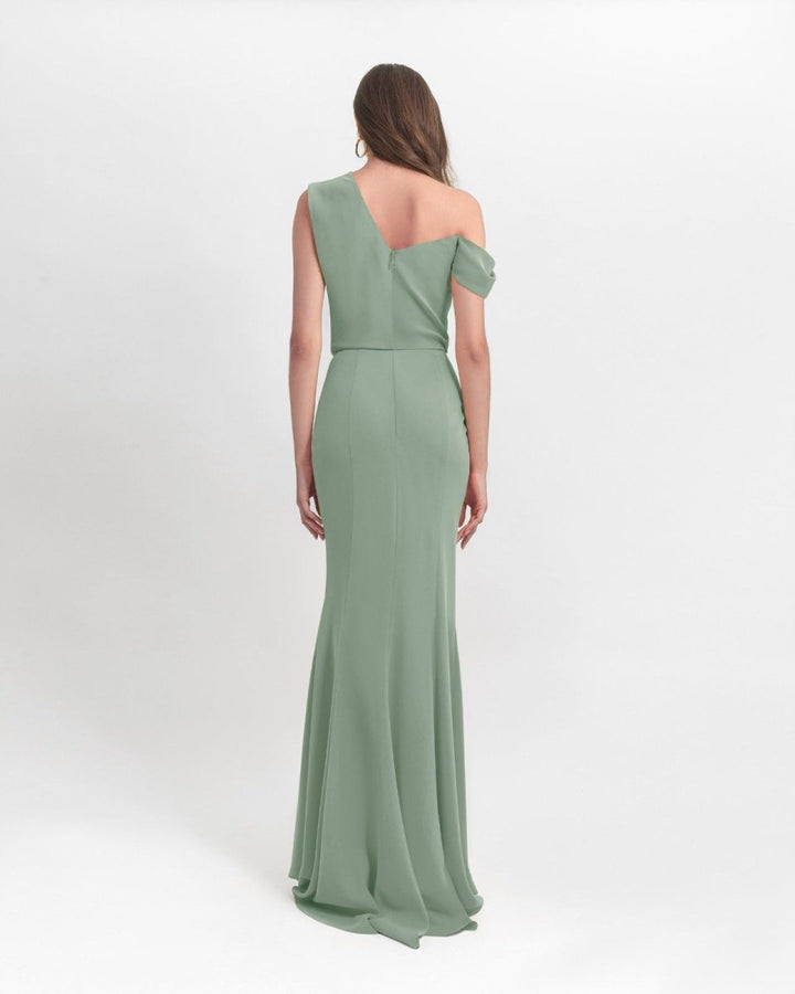 Mint Crepe Long Dress - Gemy Maalouf