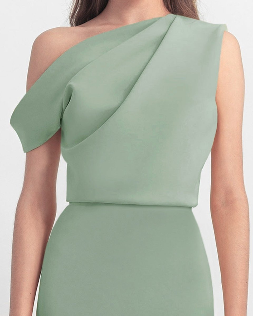 Mint Crepe Long Dress - Gemy Maalouf