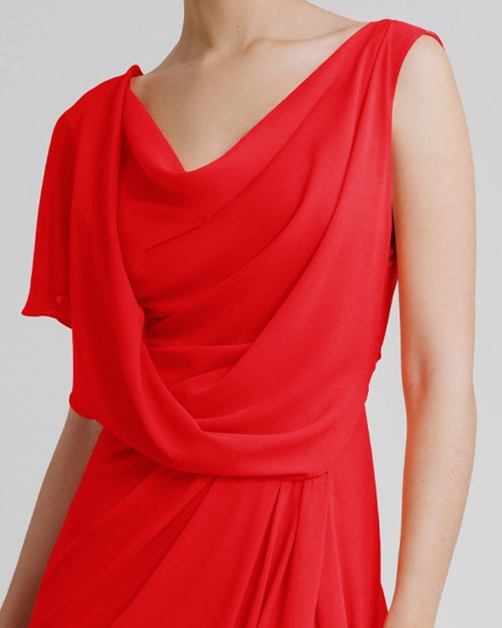 Open V - Shaped Back Red Dress - Gemy Maalouf