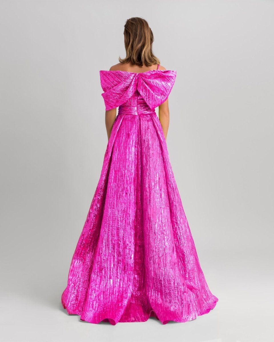 Fuchsia Dress With A Back Bow Design - Gemy Maalouf