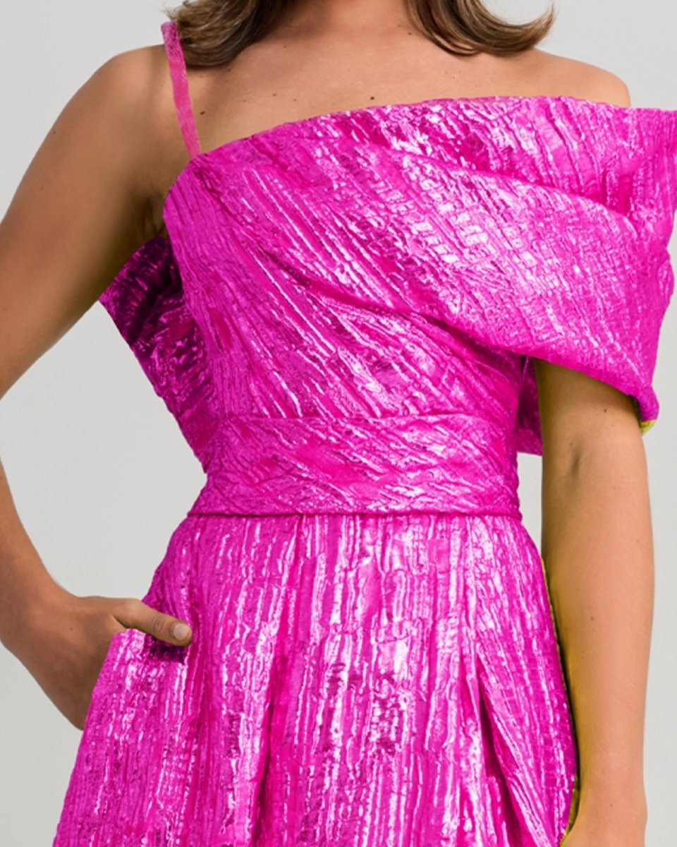 Fuchsia Dress With A Back Bow Design - Gemy Maalouf