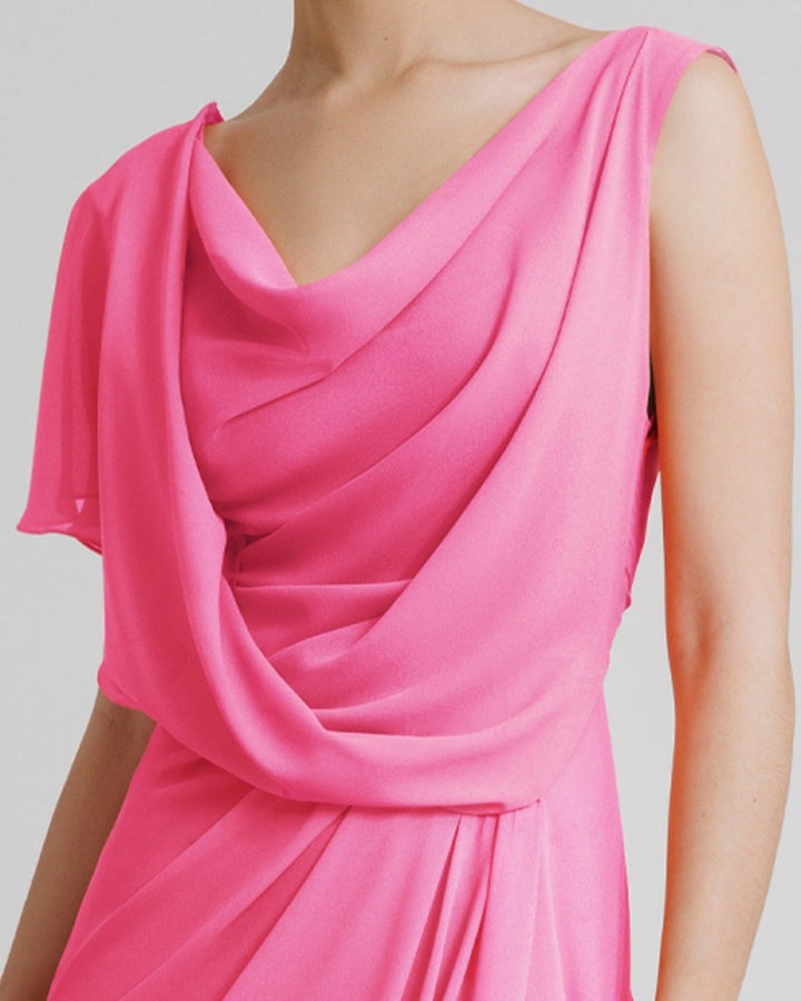 Open V - Shaped Back Pink Dress - Gemy Maalouf