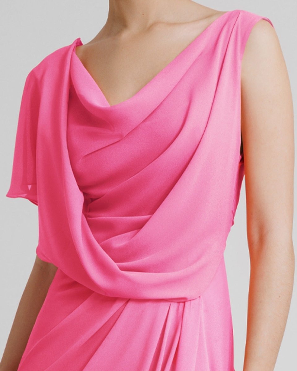 Open V - Shaped Back Pink Dress - Gemy Maalouf