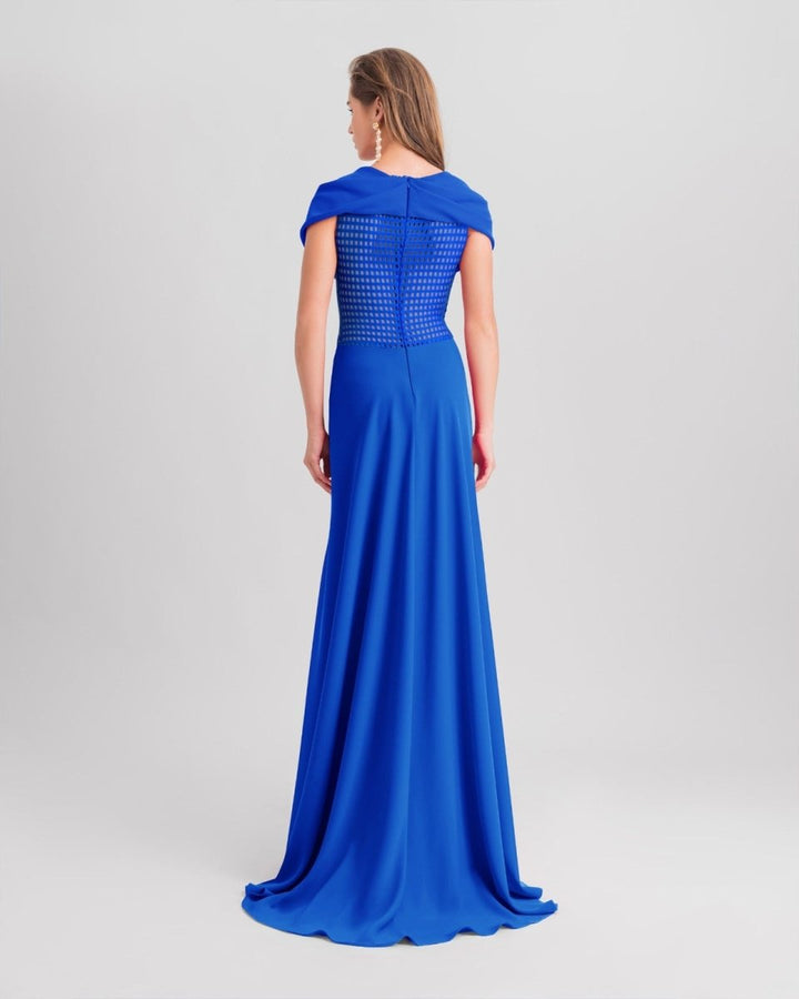 Bow - Like Shoulders Royal Blue Dress - Gemy Maalouf