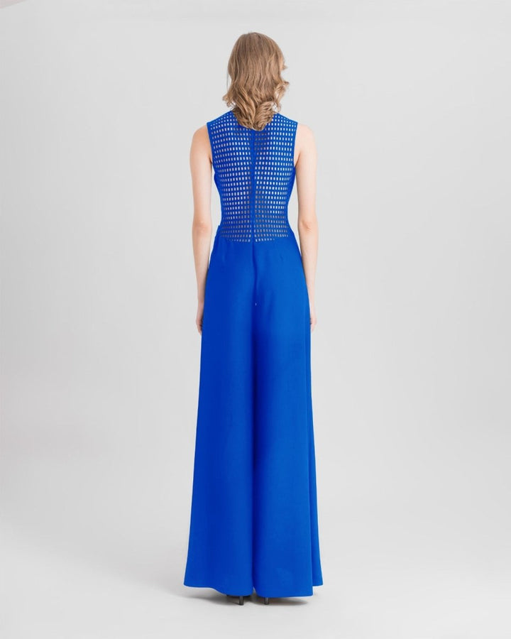 Flared Cut Royal Blue Jumpsuit - Gemy Maalouf