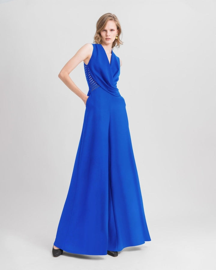 Flared Cut Royal Blue Jumpsuit - Gemy Maalouf