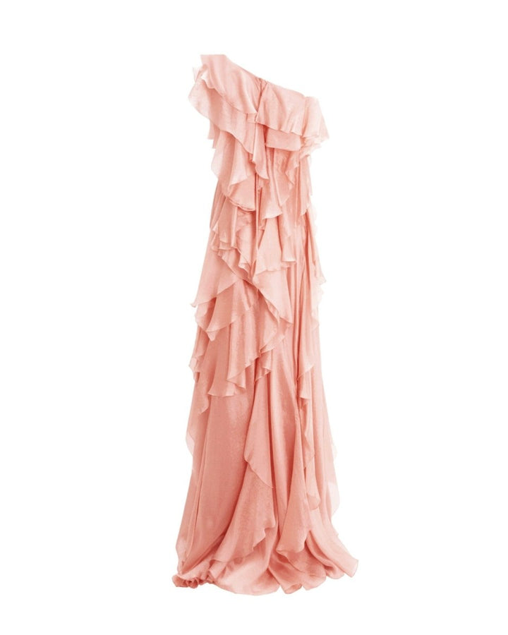 Long Shiny Garza Salmon Dress - Gemy Maalouf