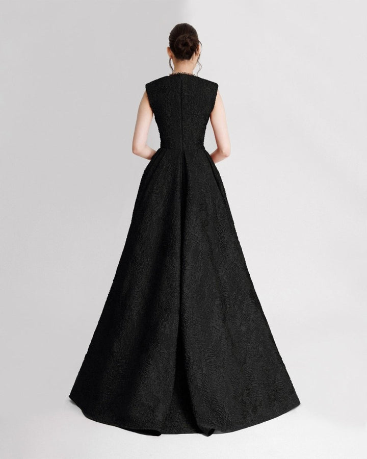 Structured Shoulder Black Dress - Gemy Maalouf