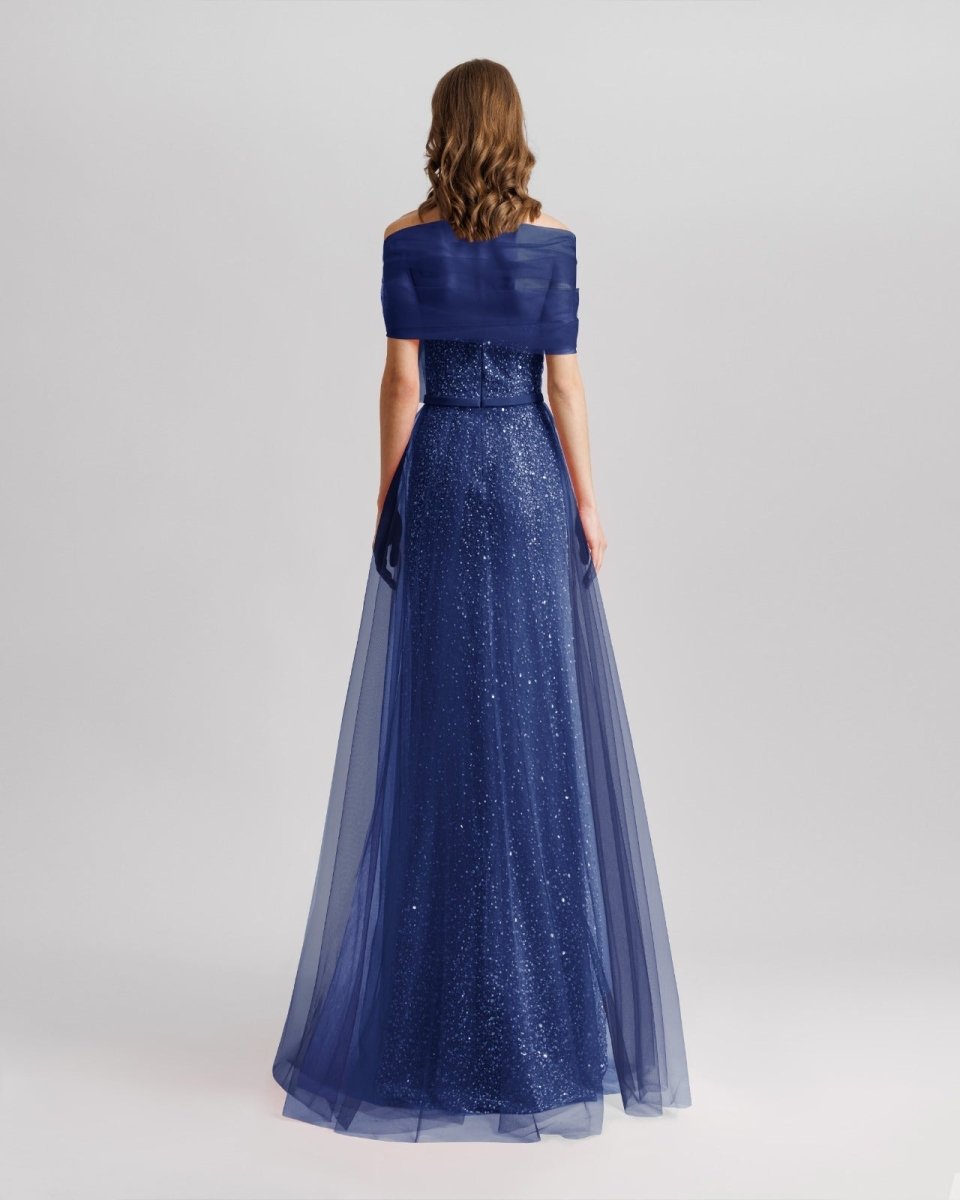 Dress Navy Blue With Bow Design - Gemy Maalouf