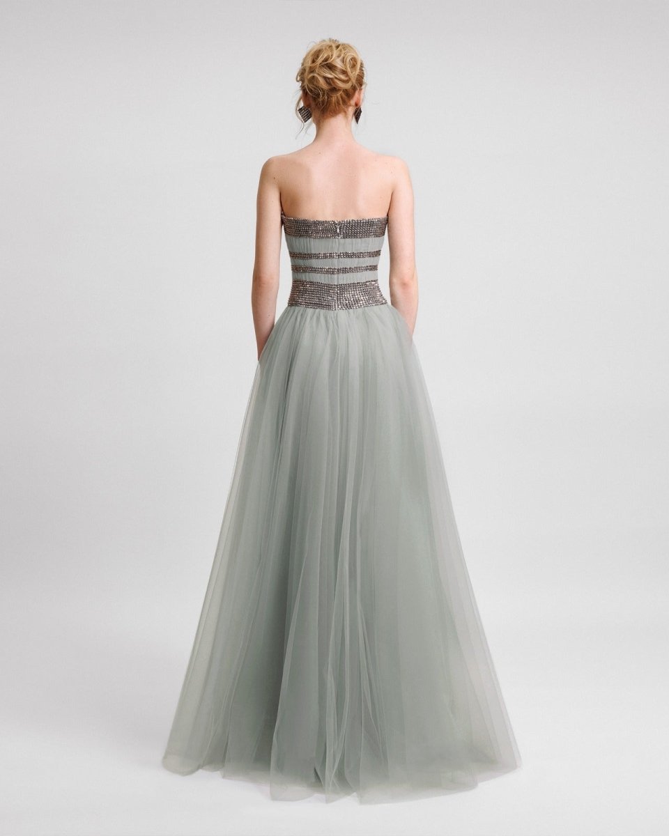 Embellished Corset Tulle Dress - Gemy Maalouf