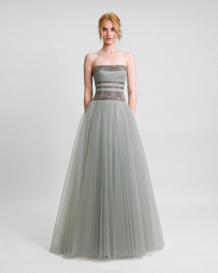 Embellished Corset Tulle Dress - Gemy Maalouf