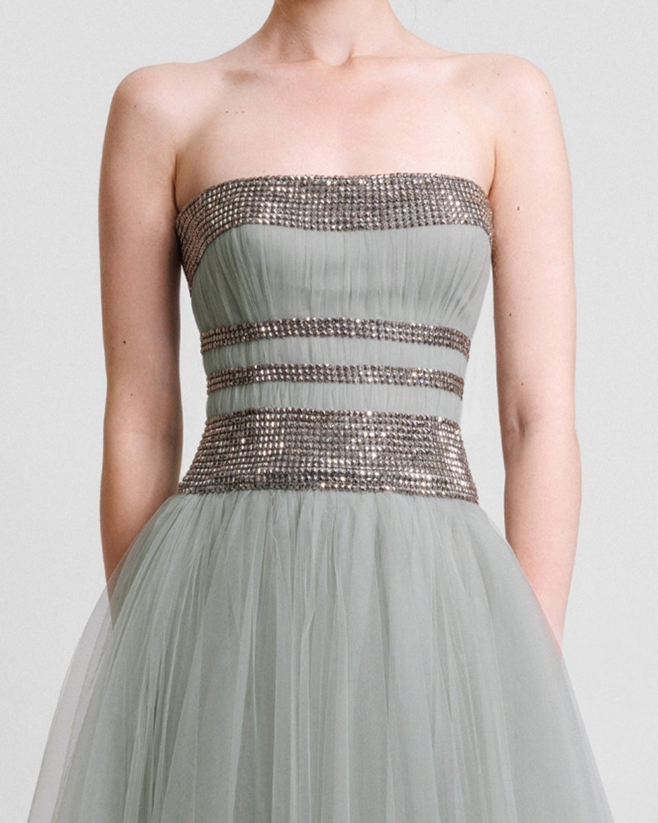 Embellished Corset Tulle Dress - Gemy Maalouf