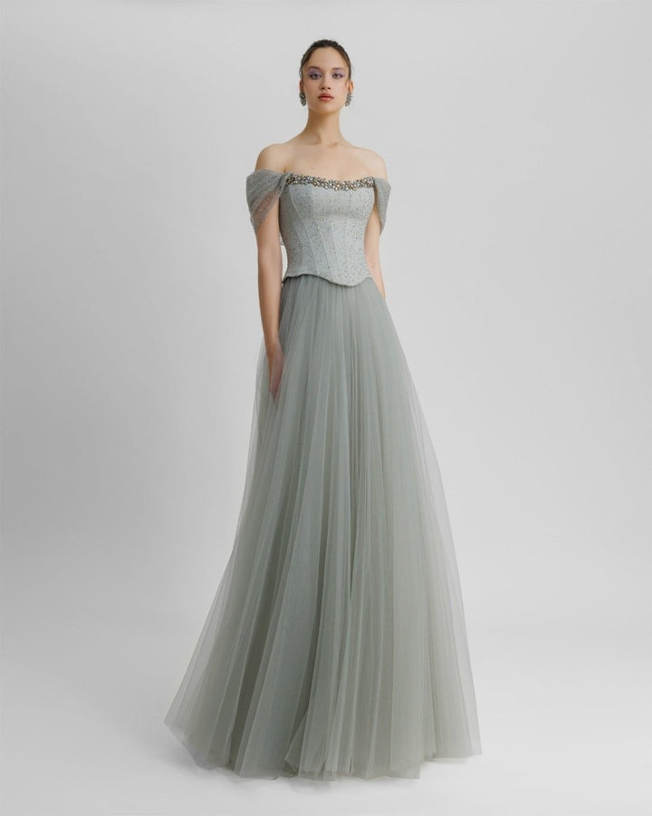 Off - The - Shoulder Corset Dress - Gemy Maalouf