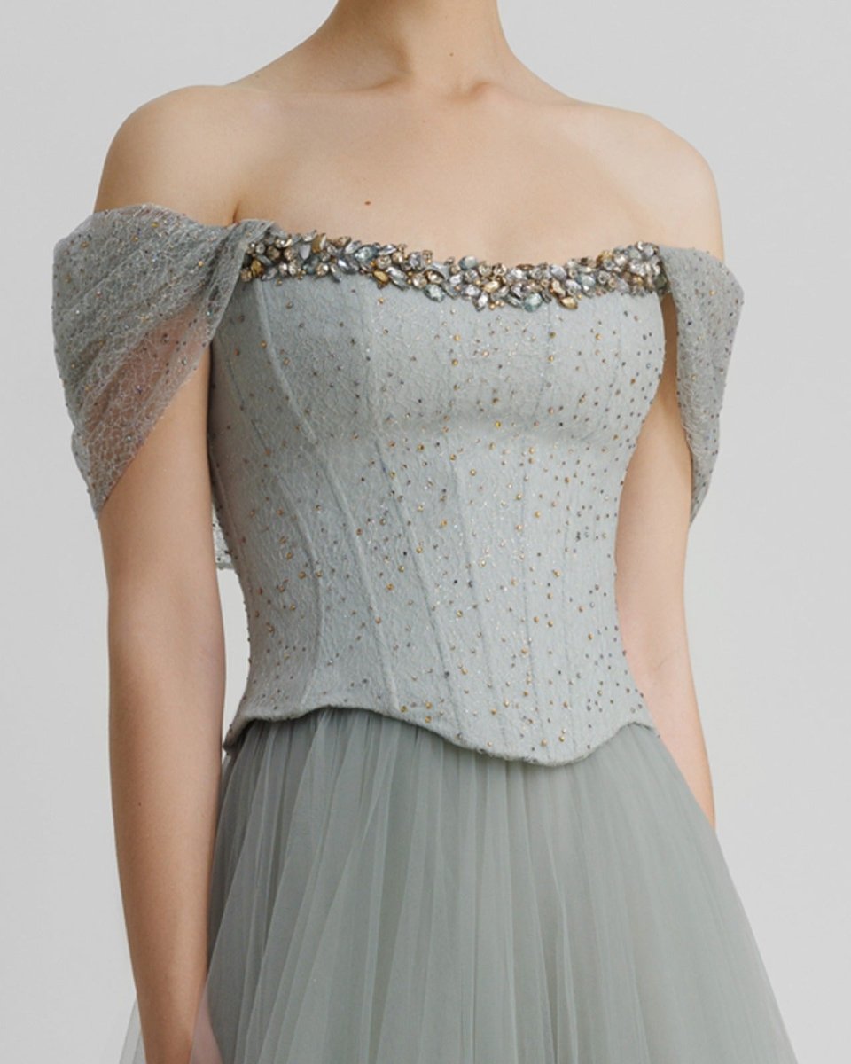 Off - The - Shoulder Corset Dress - Gemy Maalouf