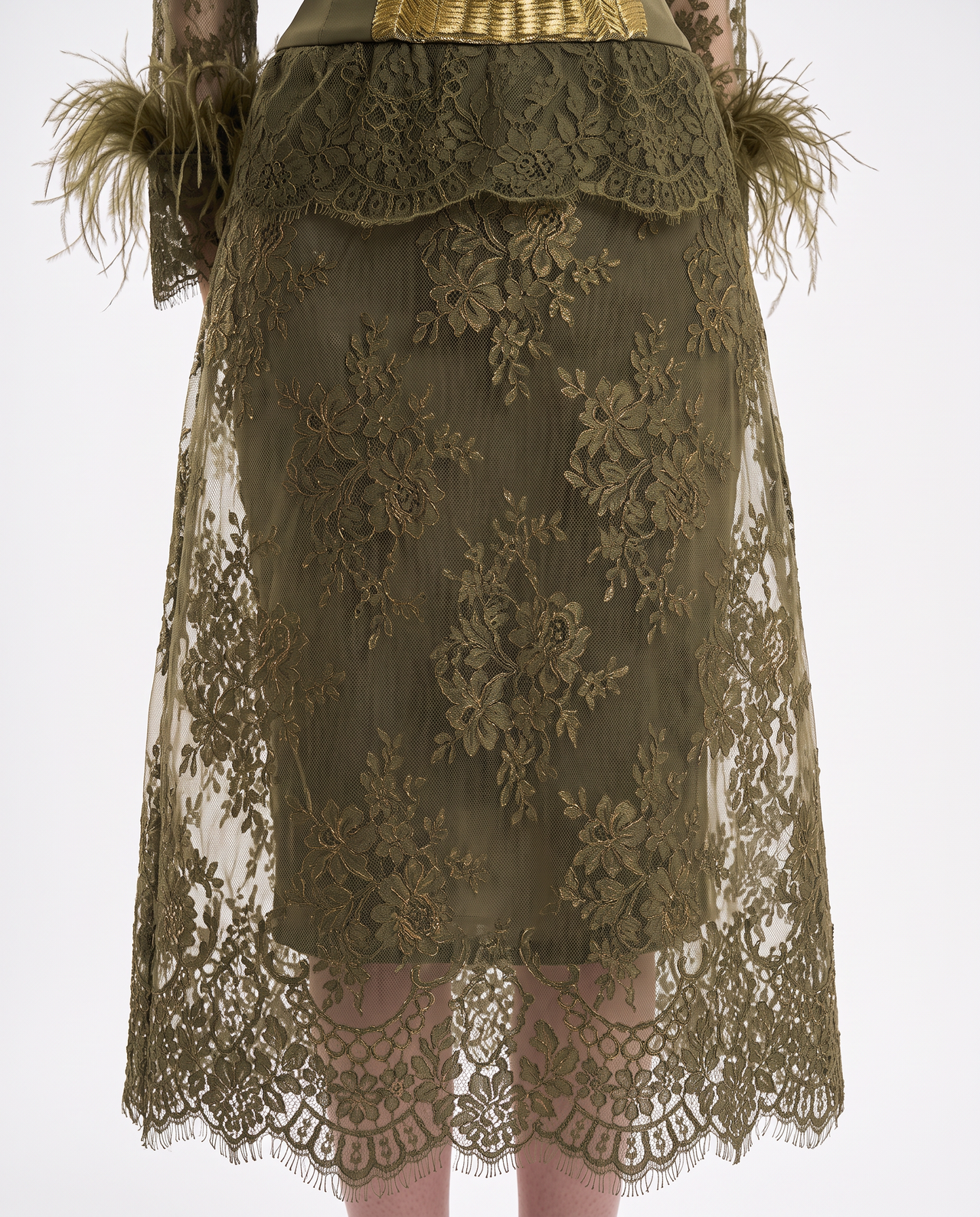 Lace Cage Midi Skirt