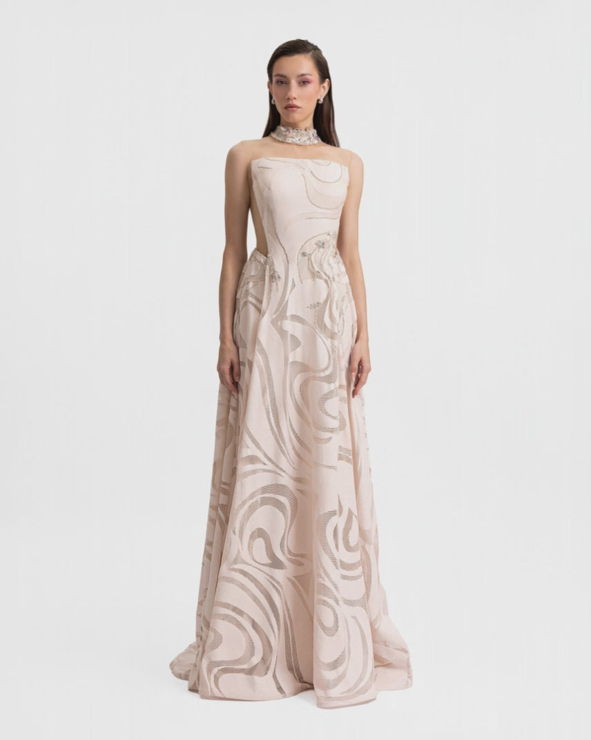 Cut-Outs Beaded Collar Dress