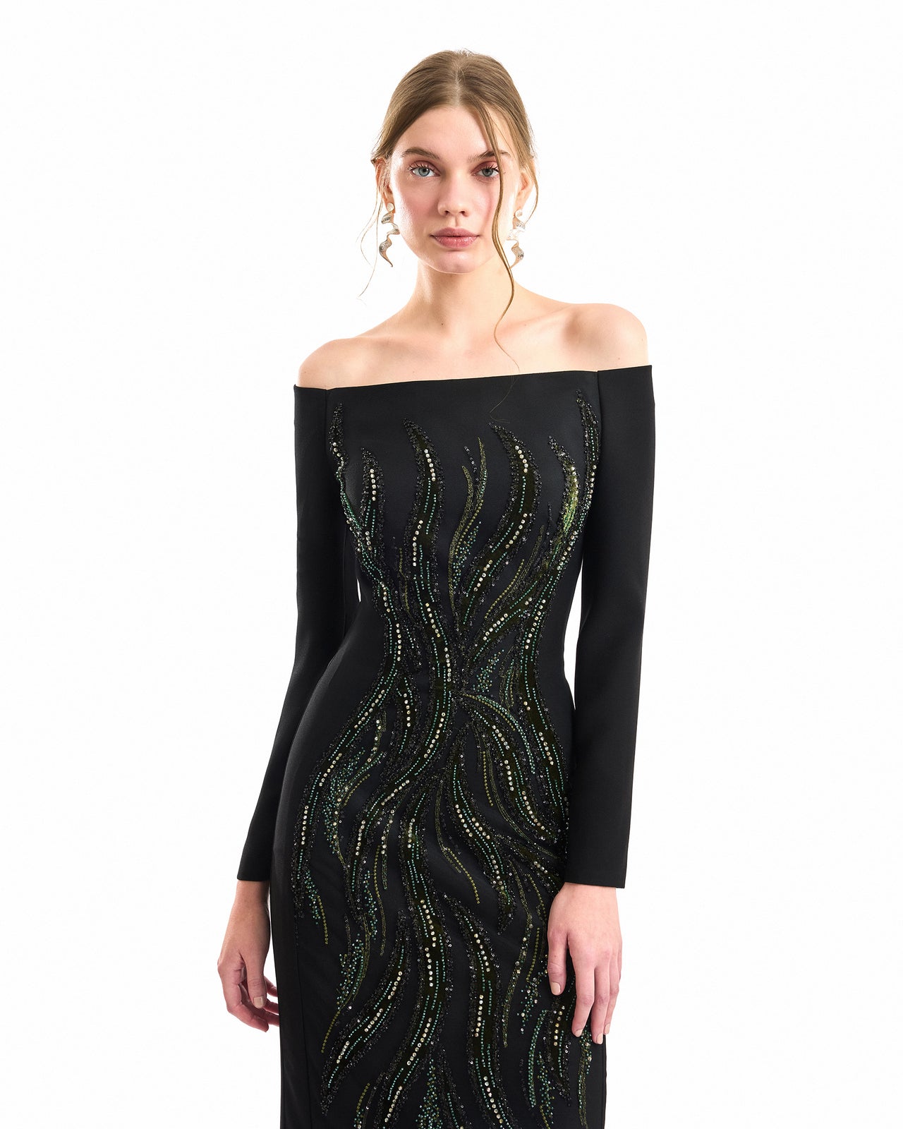 Off-Shoulder Beaded Dress