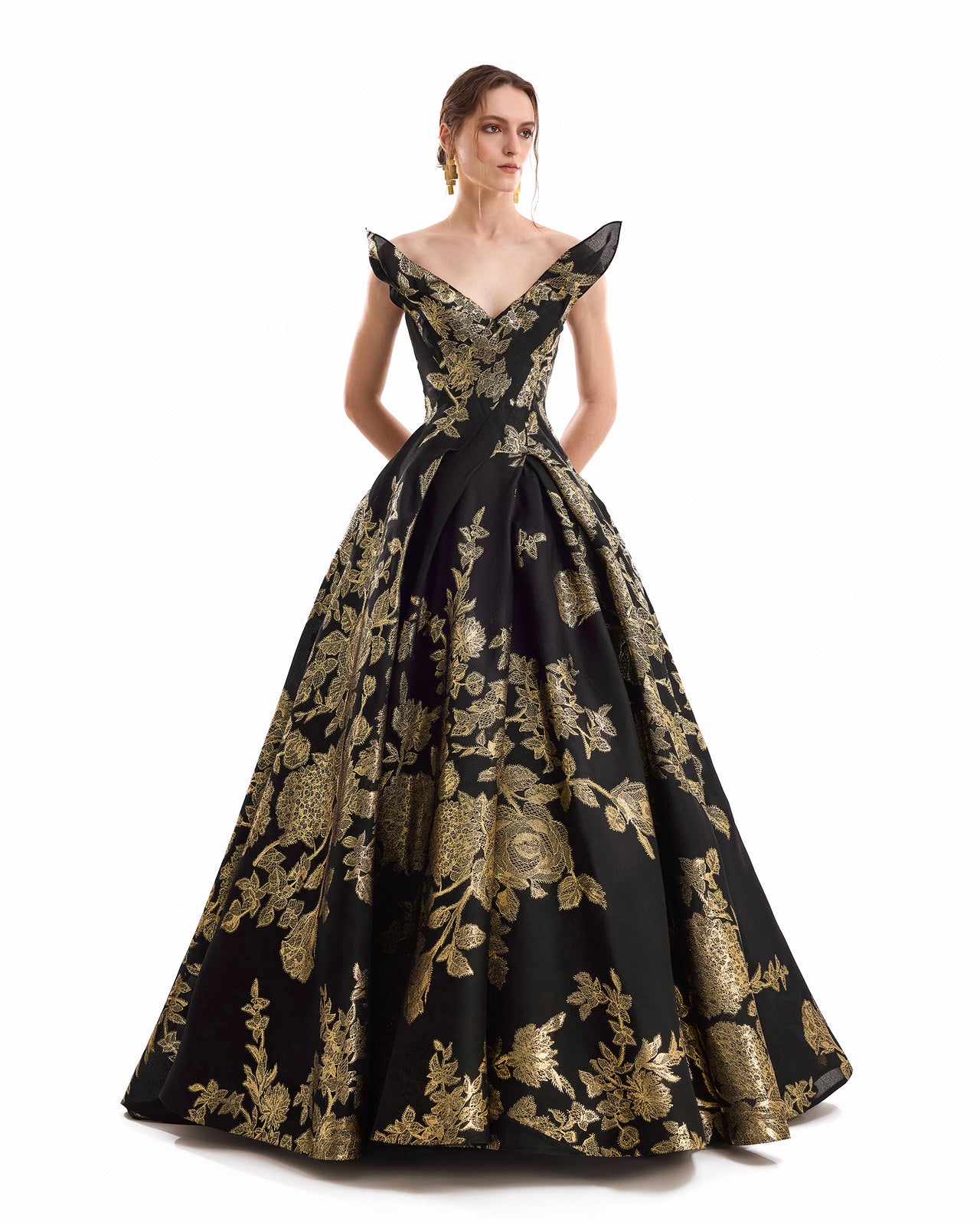Floral Brocade Ball Dress