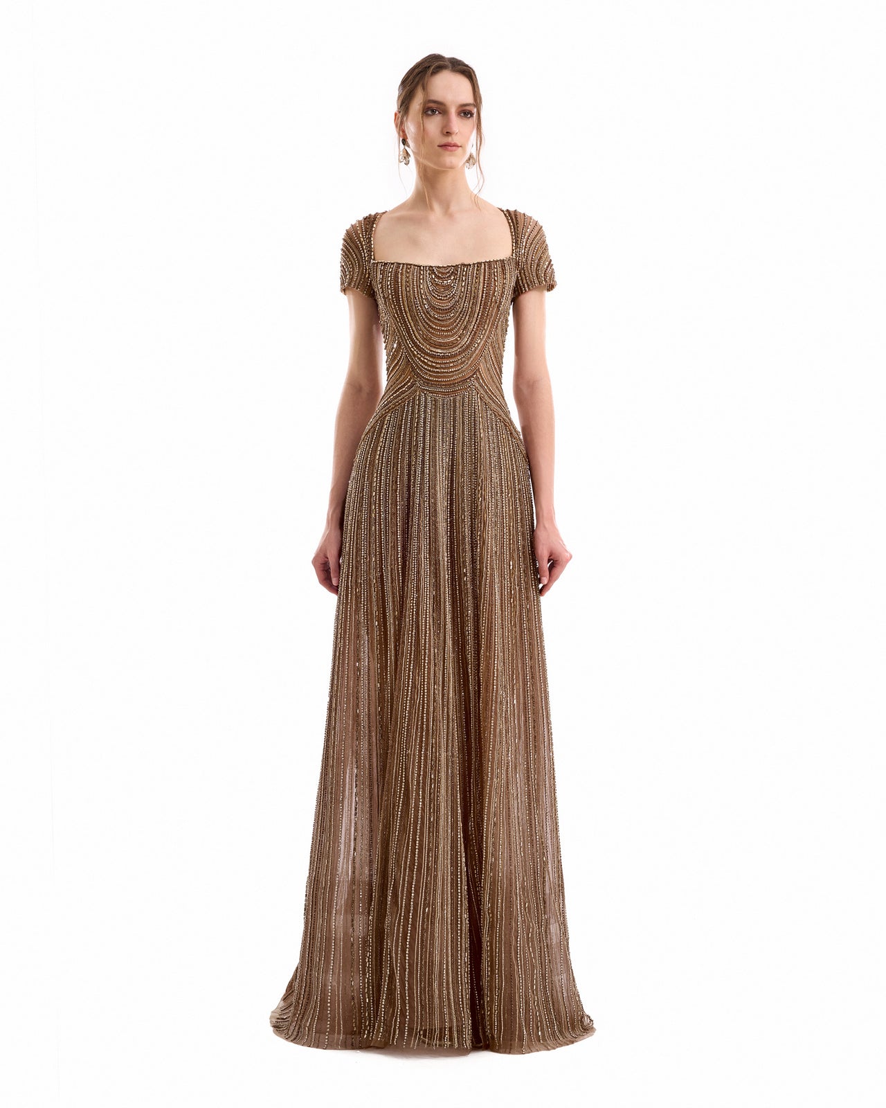 Beaded Square-Neck Dress