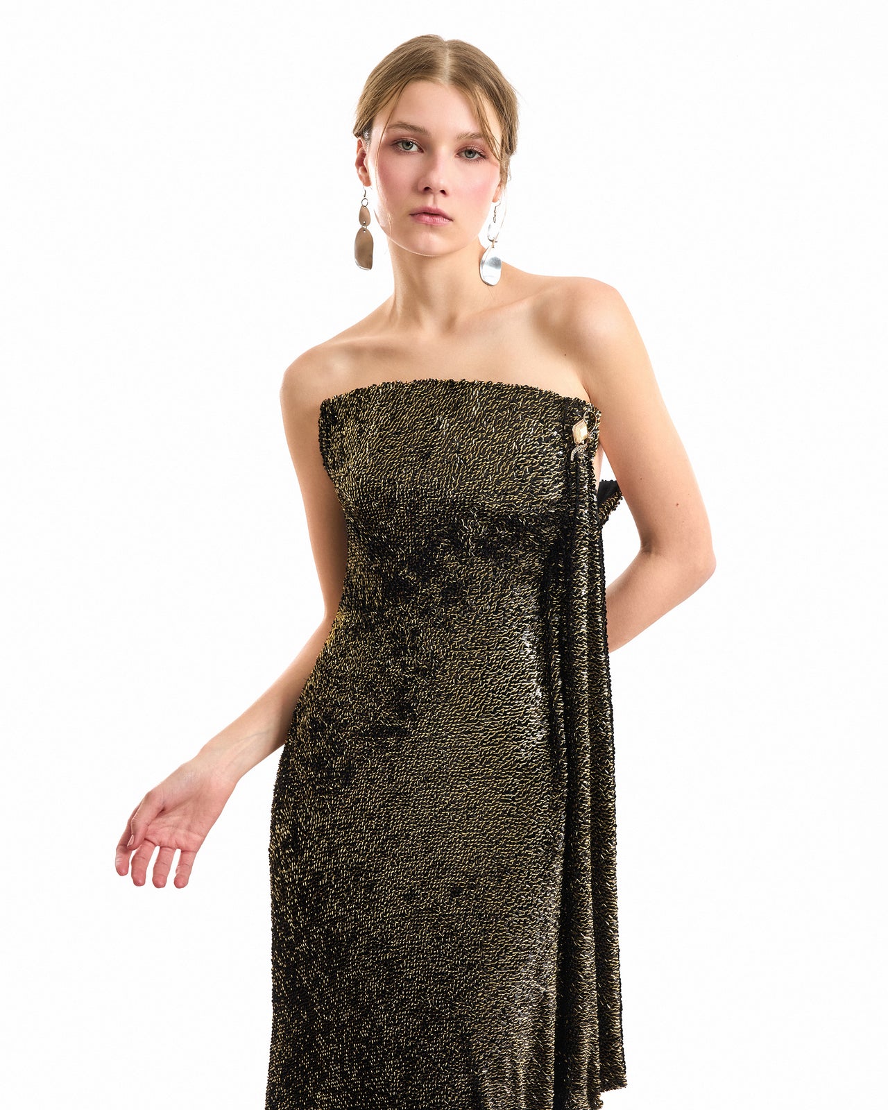 Sequined Crystal Neckline Dress