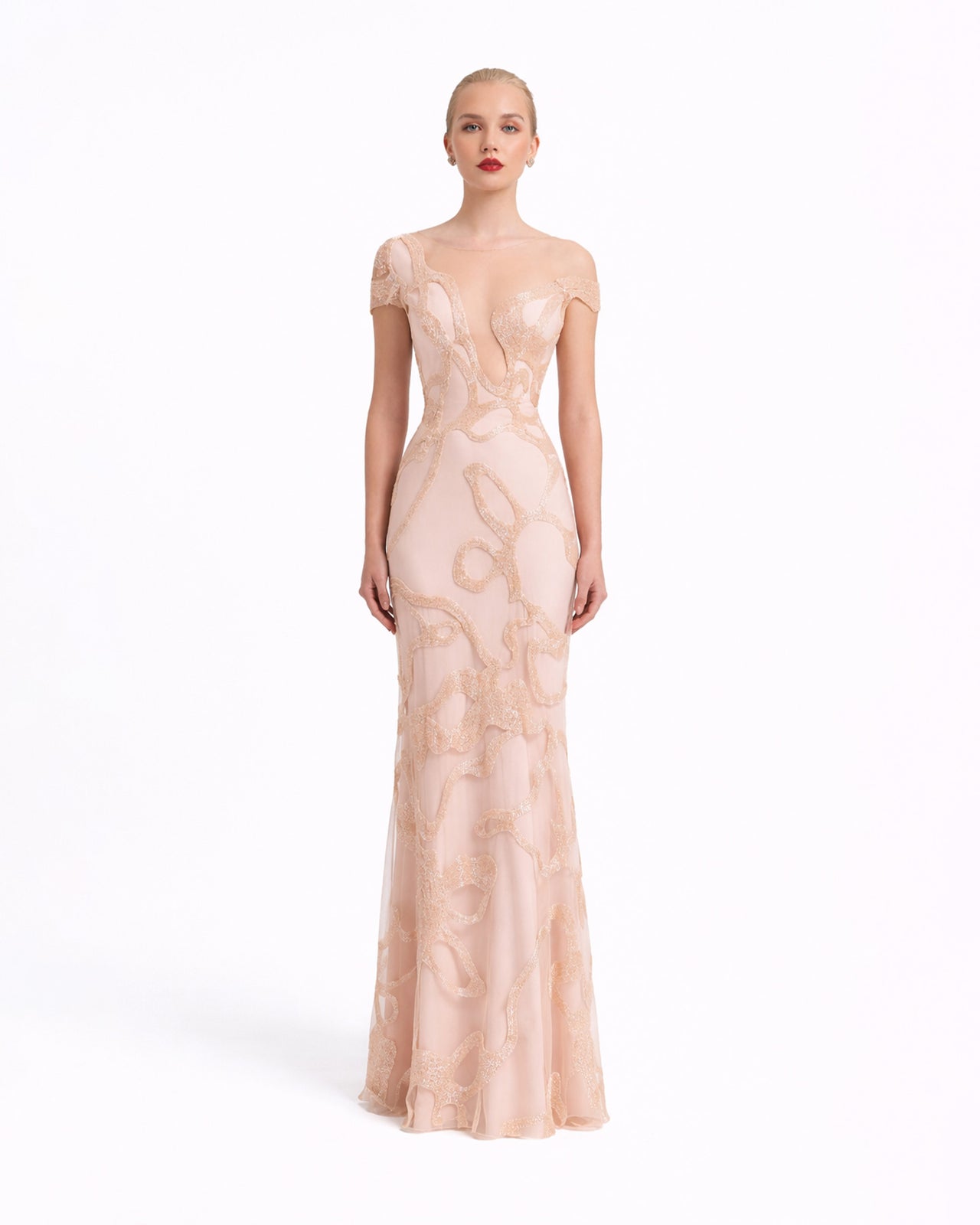 Asymmetrical Neckline Beaded Dress