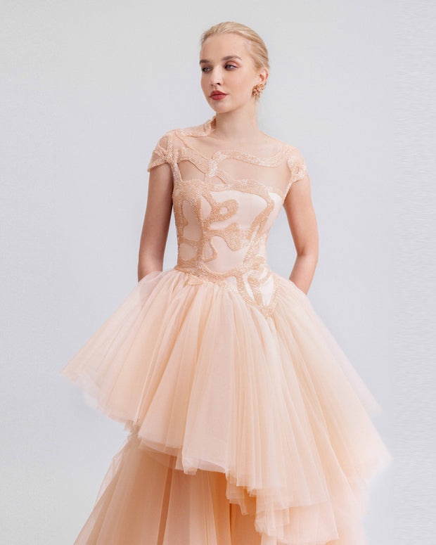 Gemy Maalouf | Evening Dresses | Layered Ruffle Tulle Skirt Dress Gemy Maalouf | Evening Dresses | Layered Ruffle Tulle Skirt Dress