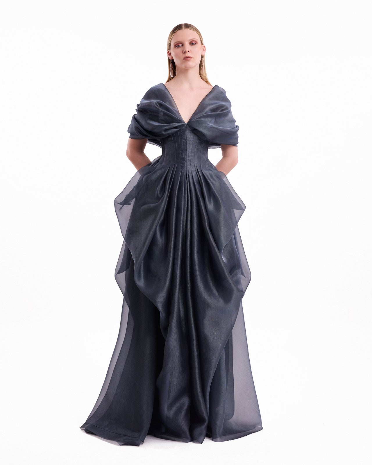 Draped V-Neck Corset Dress