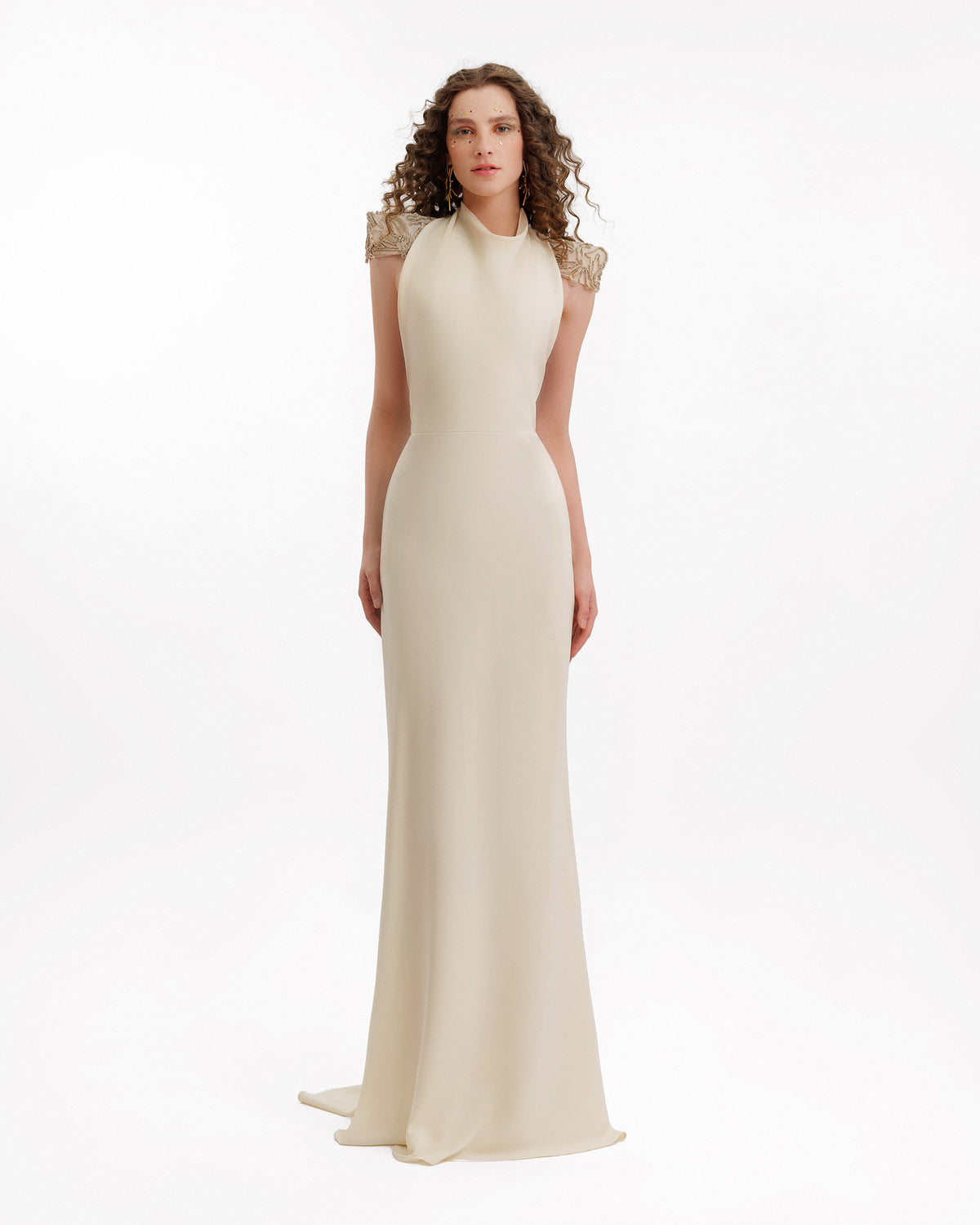 beige evening dress Gemy Maalouf - Gemy Maalouf | Dresses season: 26S1 Floral Square-Neck Satin Maxi Size:34RC adding an elegant touch