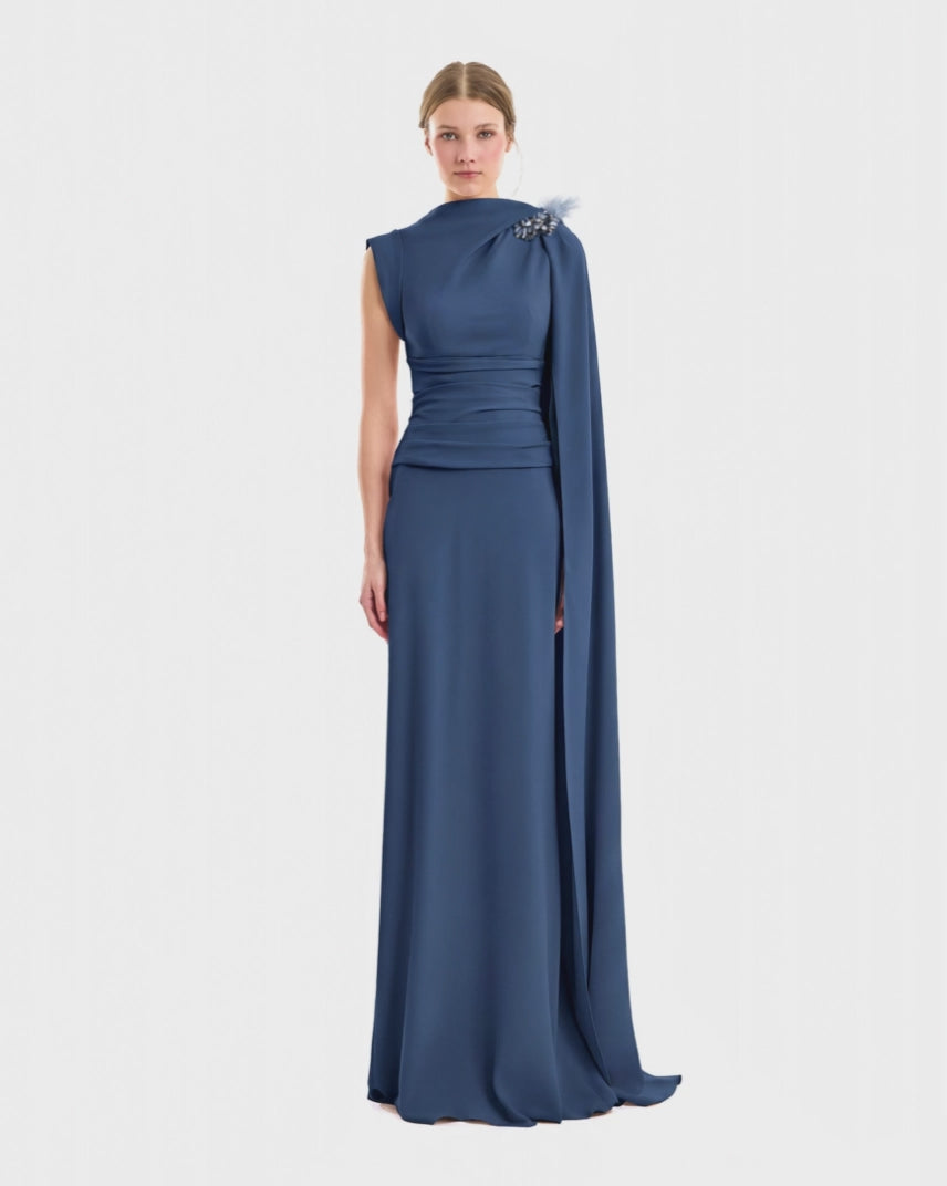 Feathered Shoulder Dress