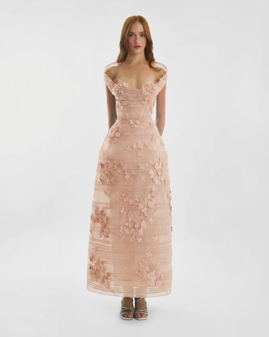 Off-Shoulder Embroidered Dress