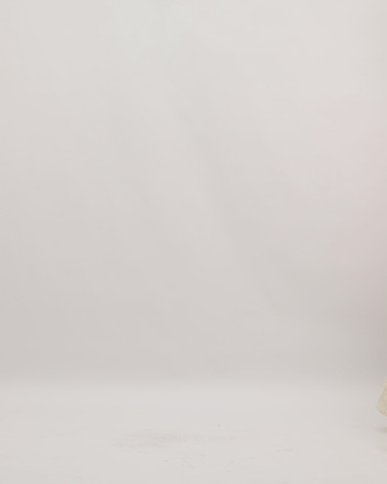 A lace beige evening dress with a dropped waistline and 3D flowers on the shoulders.