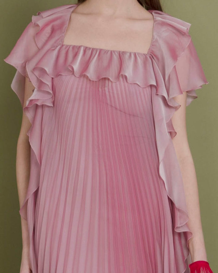 Squared Neckline Blush Dress - Gemy Maalouf