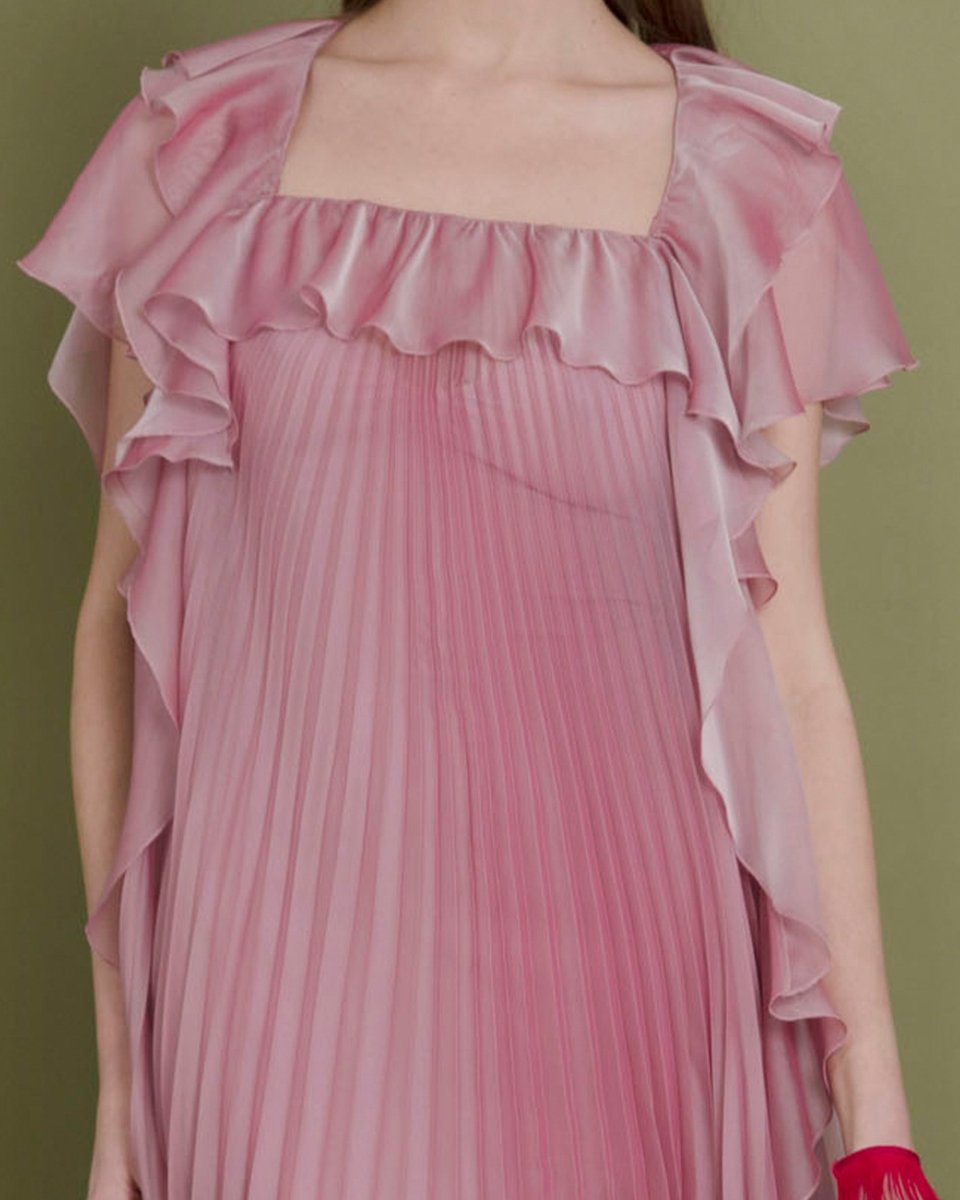 Squared Neckline Blush Dress - Gemy Maalouf