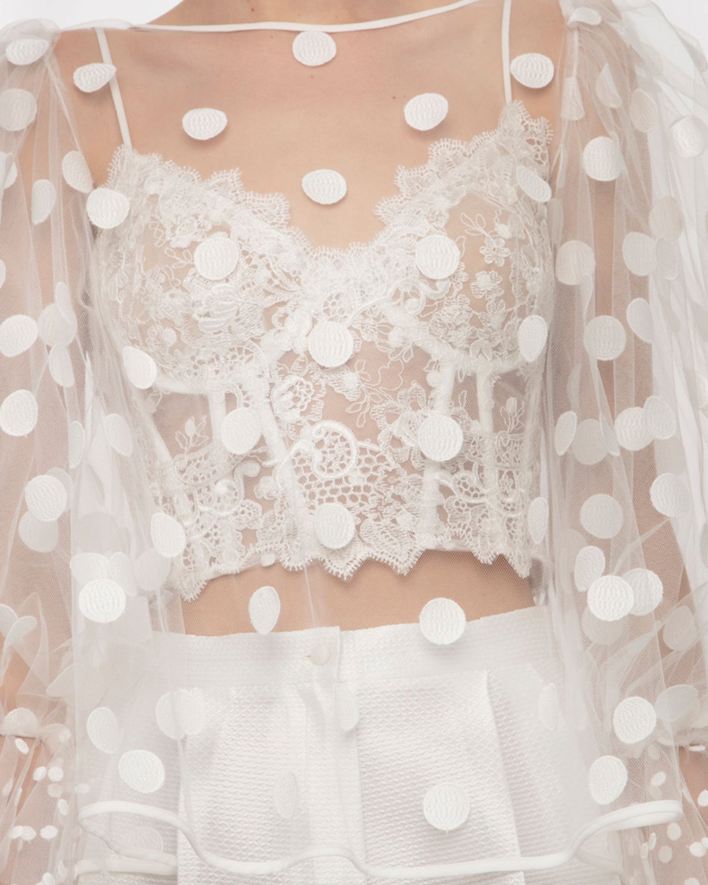 Lace Corset Paired With Dotted Tulle Top
