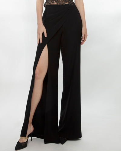Flared Pants With Front Slit