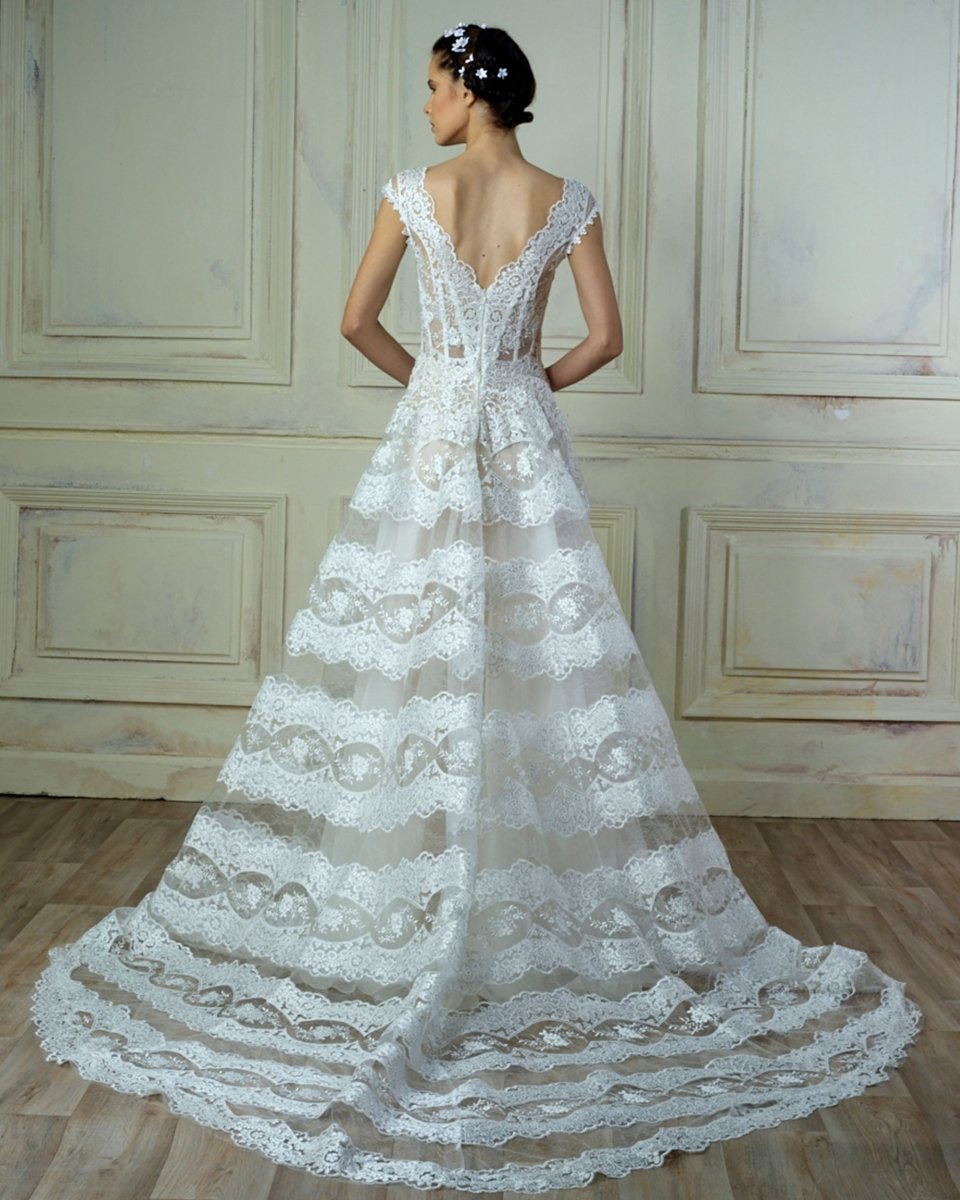 A - Line Lace Gown - Gemy Maalouf