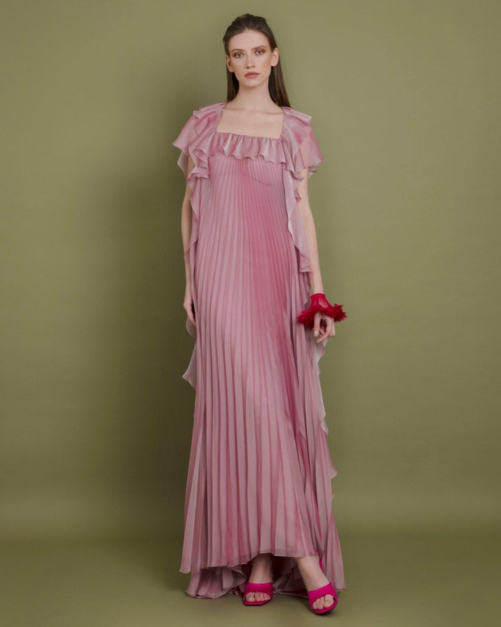 Squared Neckline Blush Dress - Gemy Maalouf