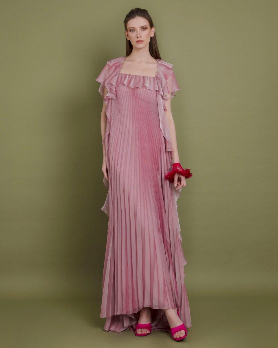 Squared Neckline Blush Dress - Gemy Maalouf