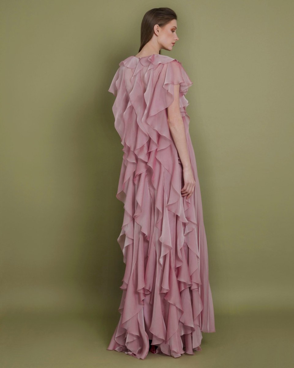 Squared Neckline Blush Dress - Gemy Maalouf