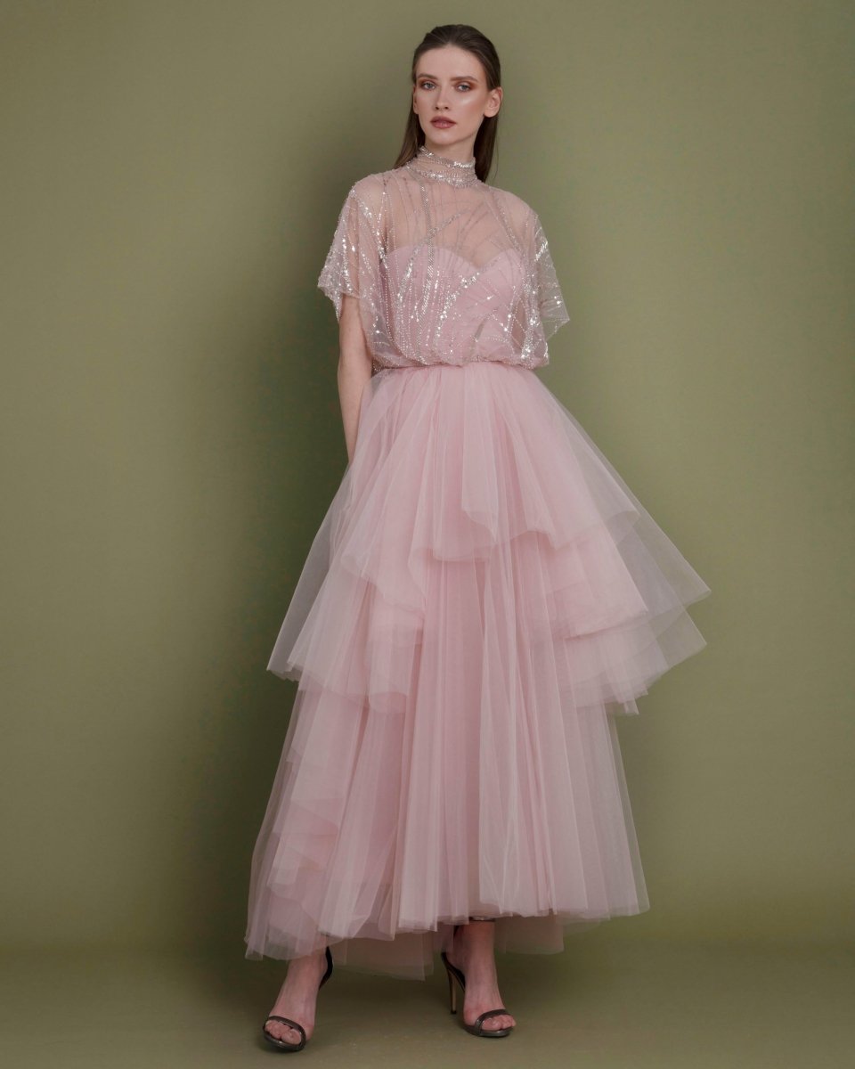 Strapless Dress with Beaded Top - Gemy Maalouf