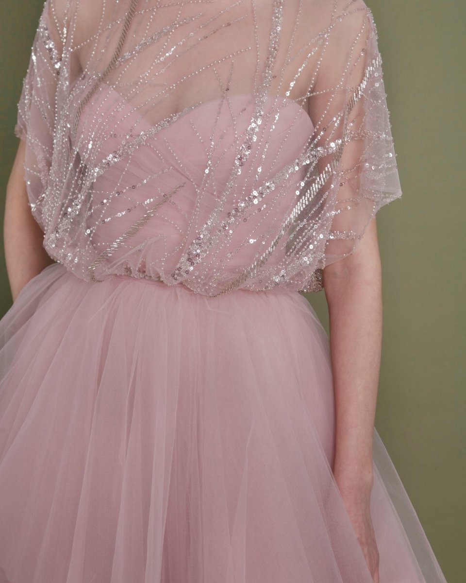 Strapless Dress with Beaded Top - Gemy Maalouf